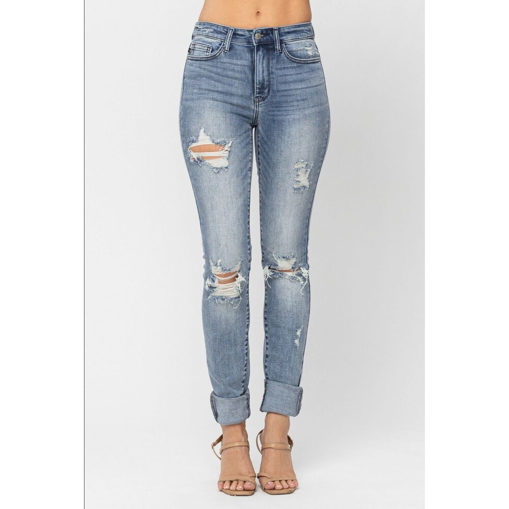 Judy Blue 82406 HW Tall Heavy Destroy Skinny Size 1